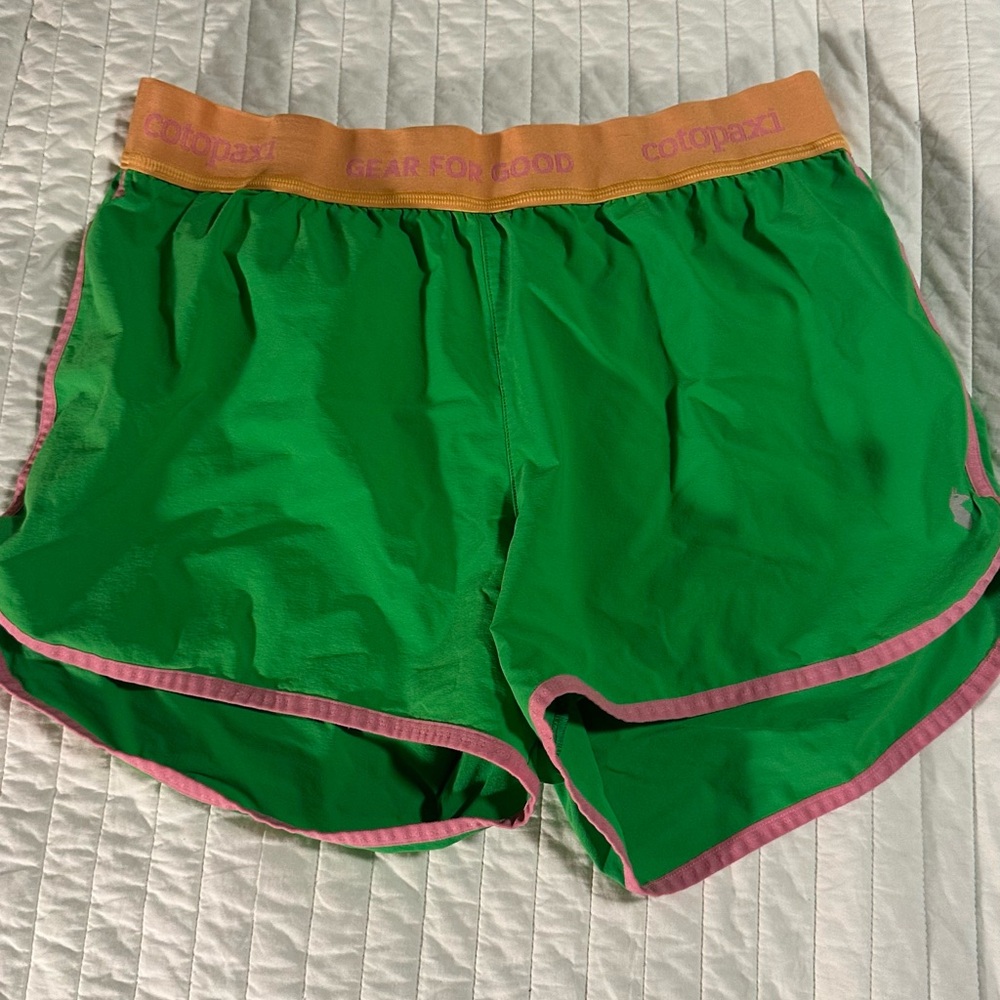Cotopaxi Crux women’s shorts lime green/pink/orange size large